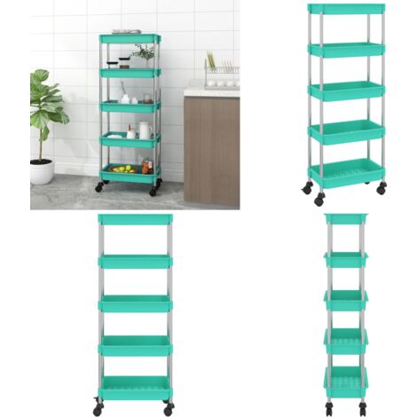 Chariot de rangement de cuisine, panier pivotant rond à 5 niveaux, grand support de rangement avec Chariot de rangement de cuisine, panier pivotant rond à 5 niveaux, grand support de rangement avec