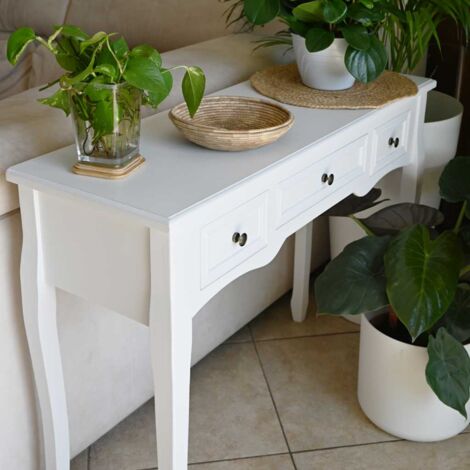 KEENSO Table de console et coiffeuse Blanc 79x30x74 cm Bois 111607