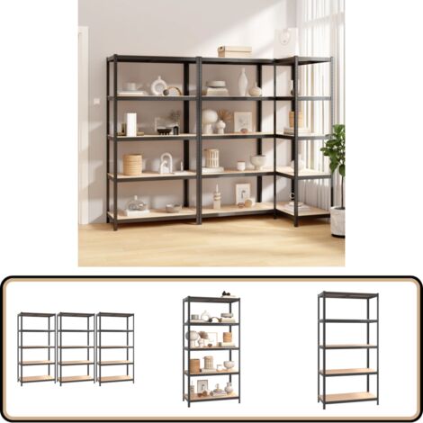 Lot De 2 étagères à 5 Niveaux VidaXL - Anthracite, Acier Et Bois, Pour Rangement