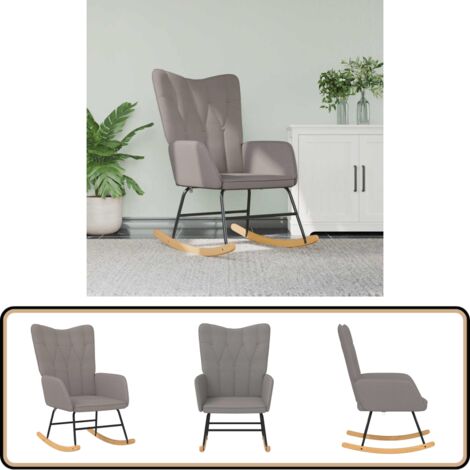 Fauteuil à Bascule Moderne En Tissu éponge Sauge - Acier Et Bois, Confort Max, 120 Kg Max