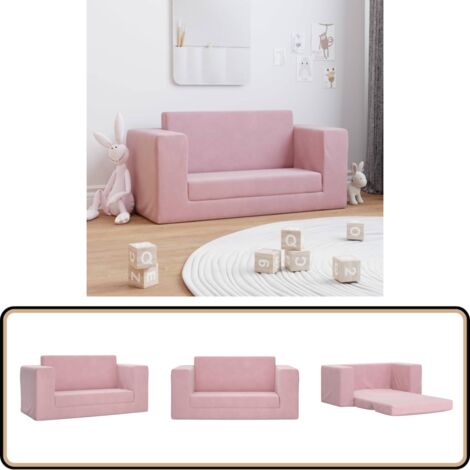 Canapé 3 Places En Tissu Teddy Doux, Rose | France