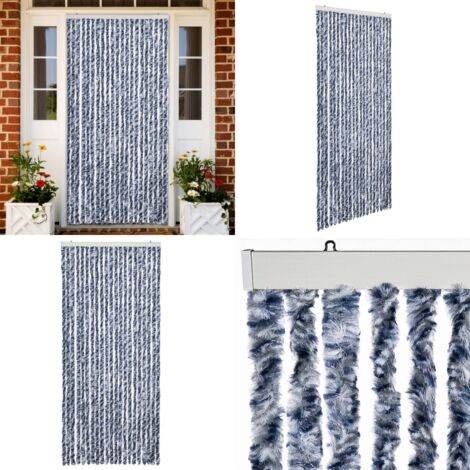 Moustiquaire Bleu Blanc Et Argent 90x220 Cm Chenille Rideau Anti moustiquaire-bleu-blanc-et-argent-90x220-cm-chenille-rideau-anti