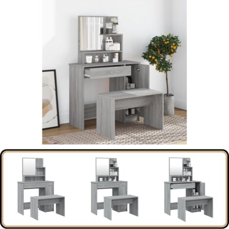 Ensemble de coiffeuse gris 86,5x35x136 cm