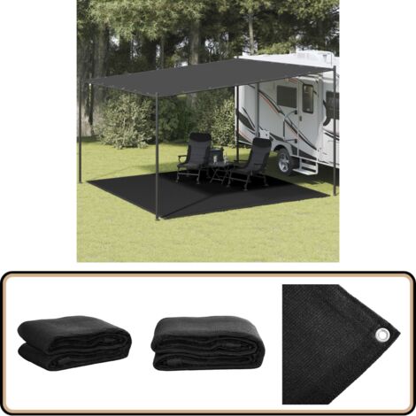 Tapis De Tente 300 X 600 Cm Anthracite - PEHD Résistant Et Respirant Avec Oeillets