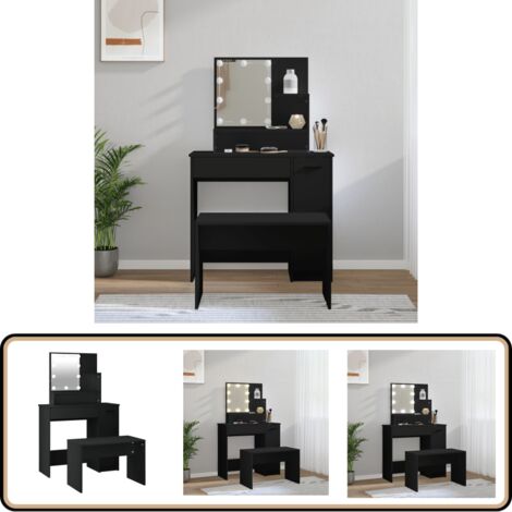 Ensemble de coiffeuse avec LED Noir Bois d'ingénierie - Table De ...