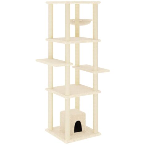 Arbre à Chat VidaXL 117 Cm Avec Griffoirs Sisal - Maison, Paniers, Plateformes, Couleur Crème