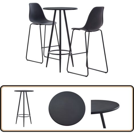 Ensemble Bar 3 Pièces VidaXL - Table Et 2 Tabourets - Bois Et Acier - Pour Jardin, Cuisine, Pub