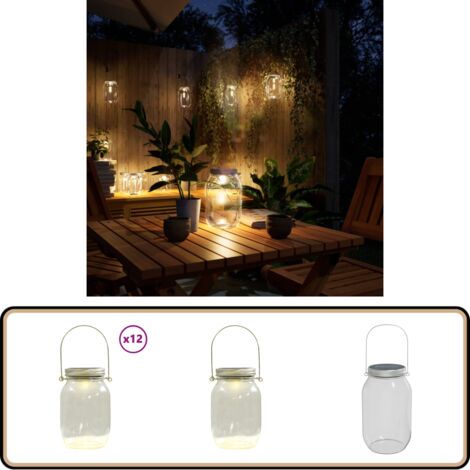 4 Lampions Solaires Extérieurs 20 Cm Avec Franges - Lanterne Solaire LED Blanc Chaud Pour Balcon Et Mariage