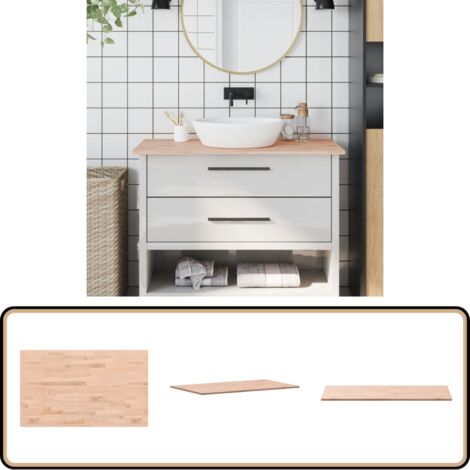 Plan De Travail Salle De Bain 100x60x1.5 Cm | Hêtre Massif Naturel Par VidaXL | Pour Vasque, Étagère Ou Dessus D'Armoire