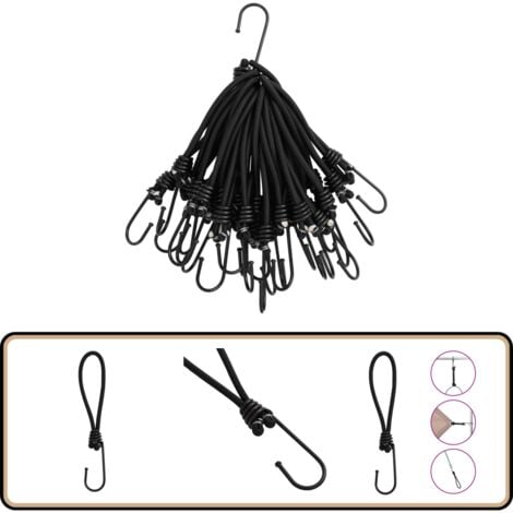 Lot De 4 Sangles élastiques WORKPRO Avec Crochets - 60 Cm - Résistantes Aux Intempéries