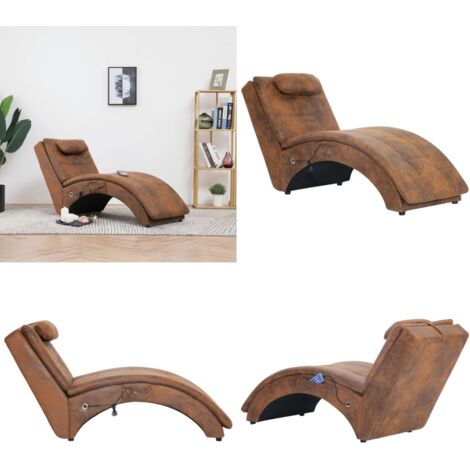 Fauteuil relax massant chauffant design contemporain - chaise longue d'intérieur - piètement métal chromé tissu gris - Fauteuil massant - Achat & prix