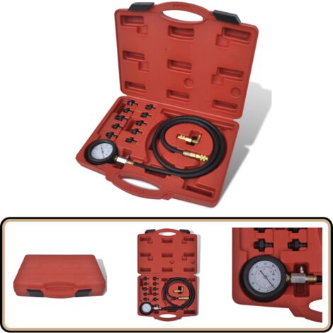 Kit Testeur Pression Huile & Moteur VidaXL - Diagnostic Pro Avec 10 Adaptateurs Et Manomètre 0-10 Bar