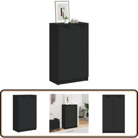 Armoire à Chaussures Noire – 100x42x60 Cm – Bois D'ingénierie – Neuve