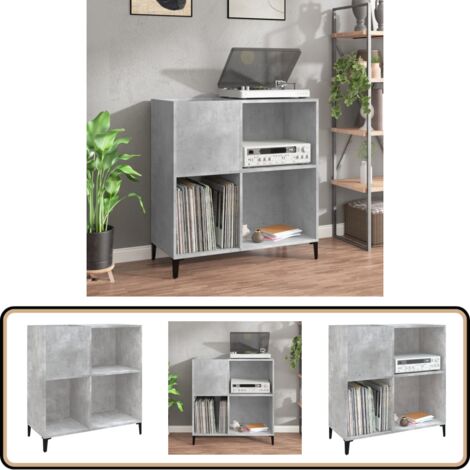 VidaXL Meuble Tourne-Disque & Rangement Vinyles – Armoire Chêne Sonoma Moderne Avec Pieds Fer, Style Industriel