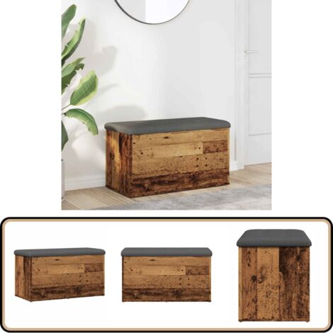 Banc De Rangement Avec Coussin VidaXL - Coffre Rangement Couloir Salon, Bois D'Ingénierie Chêne Sonoma, 62x42x45 Cm, Charge 110 Kg