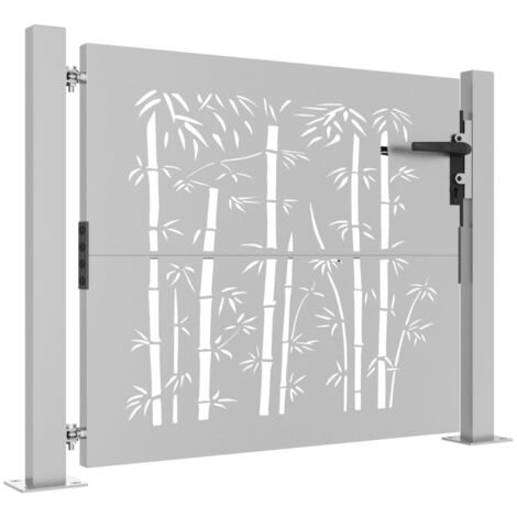 Portail De Jardin En Acier Corten 85x150 Cm - Design Bambou, Auto-protecteur, Sans Entretien - Installation Facile - 5