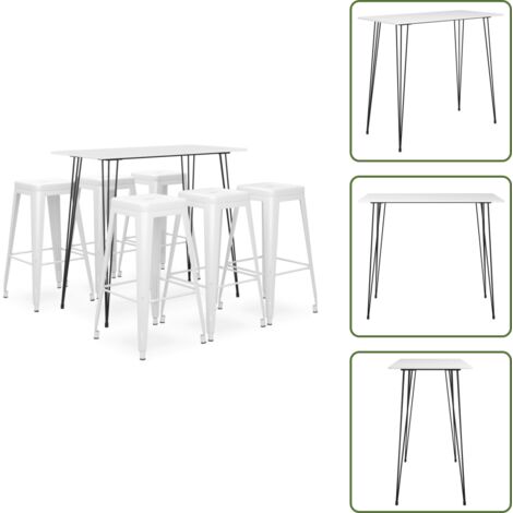Ensemble De Bar 3 Pièces VidaXL - Table Et 2 Tabourets En Résine Tressée Noire, Acier, Coussins Blancs, Dimensions Table 102x60x105 Cm - 7
