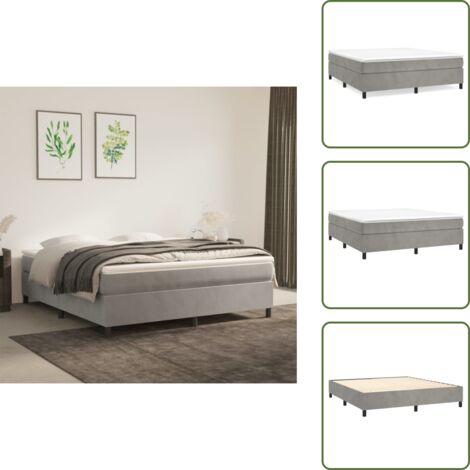 Sommier à lattes de lit avec matelas LED Gris clair 160x200 cm - Lit