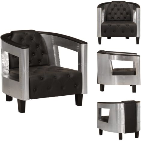 Fauteuil Design NEUERRAUM En Cuir Véritable Noir - Neuf