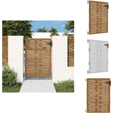 Porte De Jardin - Portail De Clôture - Portillon De Jardin 85x125 Cm Acier Corten Couleur évolue Design De Bambou - MEUBLE PRO