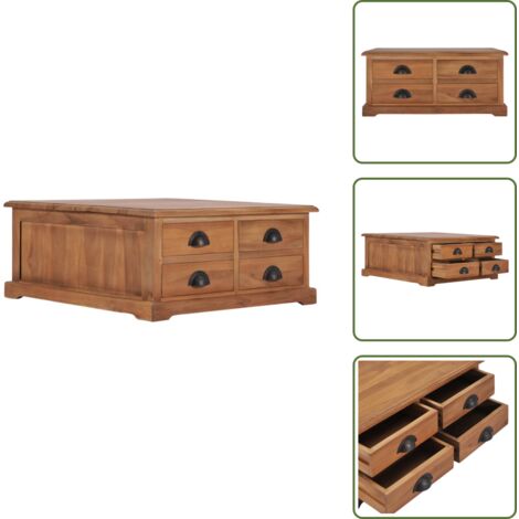 Beliani Table de Chevet au Design Rustique en Bois de Teck de Forme