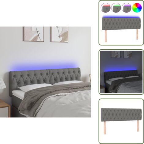 Tête de lit à LED Rose 160x7x78/88 cm Velours vidaXL
