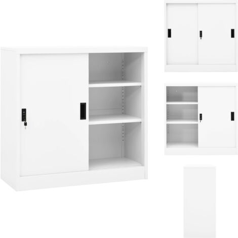 Armoire de bureau avec porte coulissante Blanc 90x40x90cm Acier - Armoire De Bureau - Meuble De Rangement - Classeur - Armoire Métallique - Armoire Blanche (1/5)