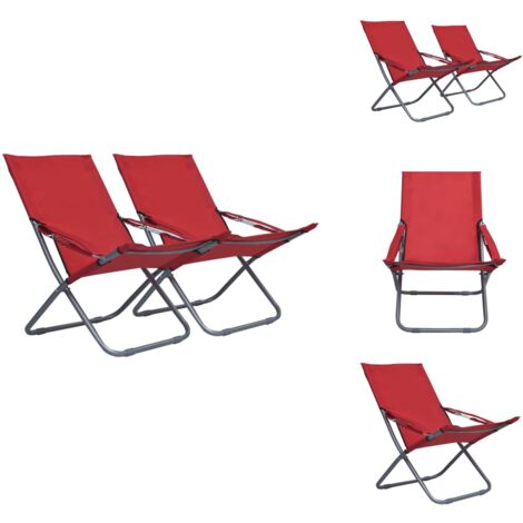 Chaises Pliables De Plage Lot De 2 Tissu Rouge - Chaise De Plage Lot De 2 Tissu Rouge Chaise De Plage Chaise Pliante Mobilier De Jardin Chaise Lounge Fauteuil De Jardin 84787721