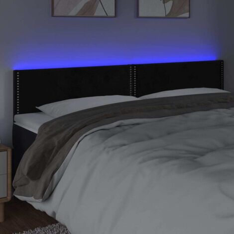 Tte de lit LED Noir 160x5x78/88 cm Tissu