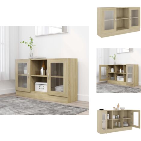 Vitrine Gris Et Bois 1 Porte 60x117 Cm Wexford