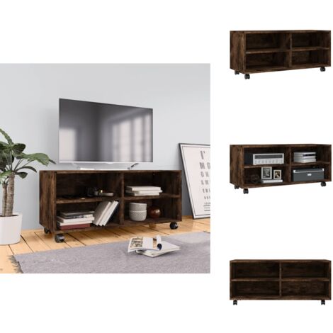 Meuble TV Mobile Sur Roulettes - Support TV 32 à 55 Pouces - Hauteur Réglable, Tiroir En Tissu - Pour Salon, Chambre, Salle De Sport