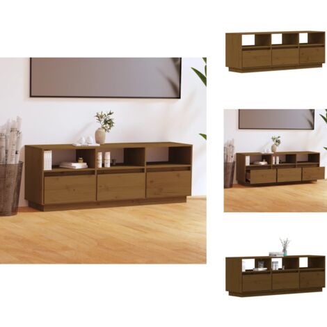 LesSaisons Meuble TV Marron miel 110,5x34x40 cm Bois de pin massif