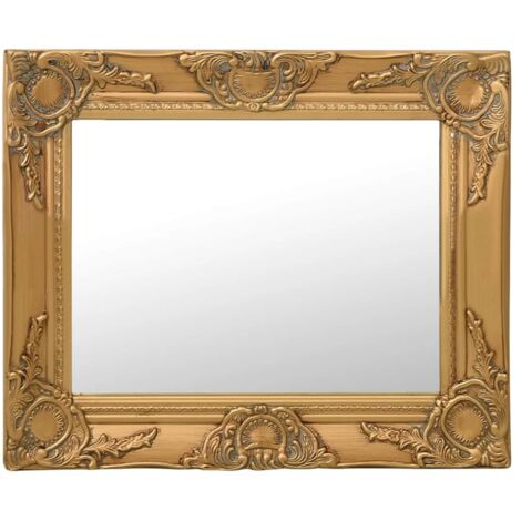 Baroque Antique Miroir Mural Ancien Ornementations or Blanc 96x57 Neuf