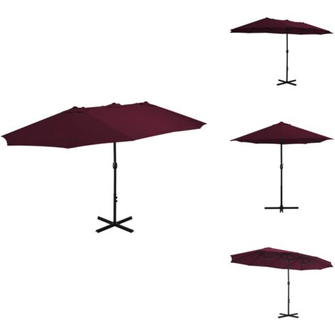 Parasol Double Tête Anthracite VidaXL - 385x209x244 Cm, Tissu Polyester Gris, Manivelle, Pliable, Résistant UV - 7