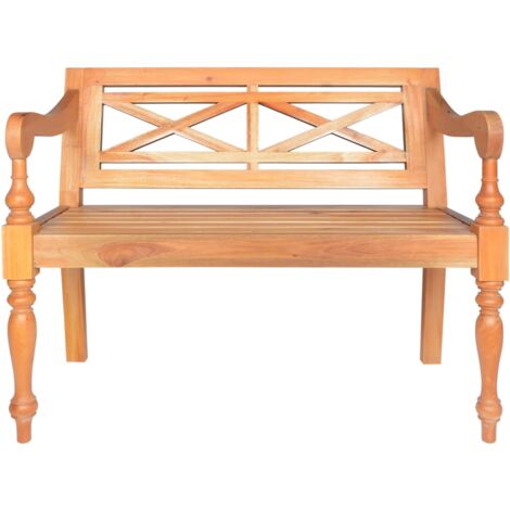 Banc Banquette Batavia 98 X 50 X 82 Cm Bois D'acajou Massif Marron Clair 02 0011008 89007257