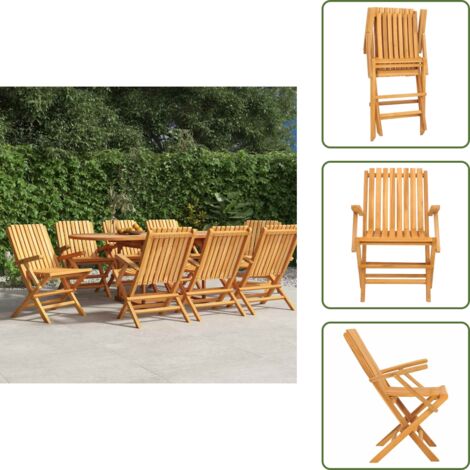 Chaises de jardin pliantes lot de 8 61x67x90cm bois massif teck ...