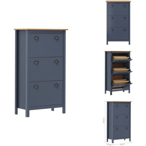 Meuble à Chaussure | Armoire à Chaussures Gris Béton 63x24x103 Cm Bois