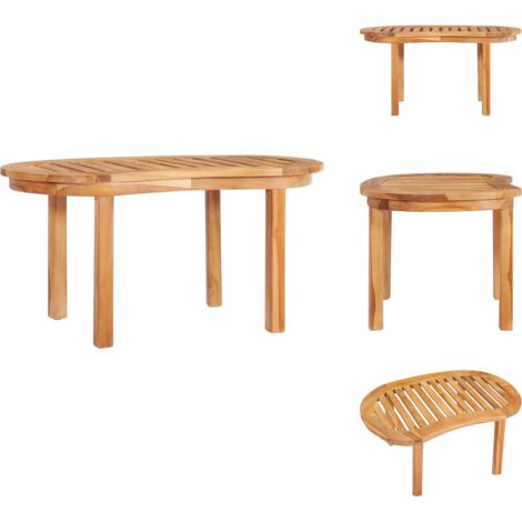 Table Basse En Teck Massif 90x50x45cm - Finition Marron - Pour Intérieur Ou Extérieur (jardin, Terrasse) - Assemblage Facile