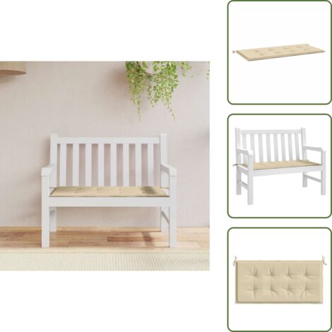 Coussin De Banc ETNA Extérieur 180x40 Cm | Beige | Mousse Polyuréthane | Fixation Par Cordons | Résiste à La Pluie