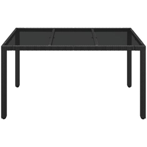 Table De Jardin En Verre Et Poly-rotin – Noir, Résine Tressée, Cadre Acier – Pour Terrasse Et Extérieur - 11