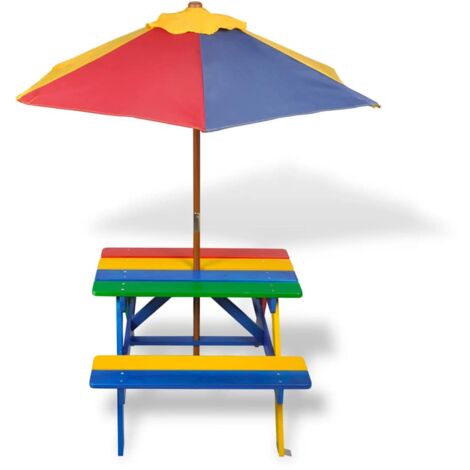 Table Et Bancs Enfant Pinolino – Bois Naturel, Extérieur, 105 Cm, 2 Places (neuf)