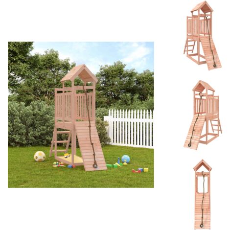 Maisonnette de jeu avec mur d'escalade bois massif Douglas - Maison De Jeu En Bois - Aire De Jeux Extérieur - Jouet Enfant - Structure De Jeu - Toboggan (1/5)