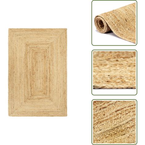 Tapis salon en jute tressé naturel artisanal 160x230 - style bohème
