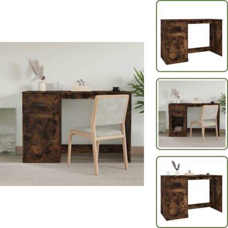 Bureau Avec Tiroir Chêne Fumé – 115x50x75 Cm, Bois D'Ingénierie, NEUF