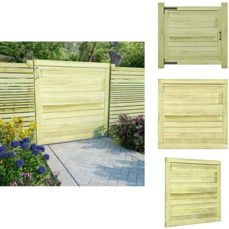 Portillon De Jardin En Bois De Pin Imprégné 100x125 Cm – Entrée Rustique Et Solide Pour Clôture Extérieure