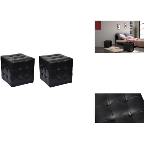 Tabouret Cube Pliable Et Rembourré - 38x38x38 Cm - Tissu Lin Brun - DuneDesign - Neuf