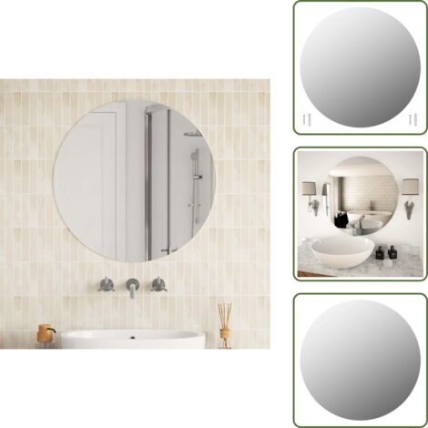 Miroir Rond Mural 70 Cm Avec Cadre Blanc - Design Moderne Pour Salle De Bain, Chambre, Salon