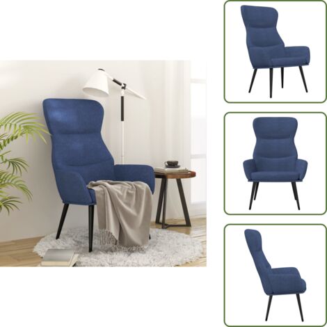 Chaise De Relaxation Fauteuil Avec Repose-Pied VidaXL Velours Bleu - Siège Confort Salon