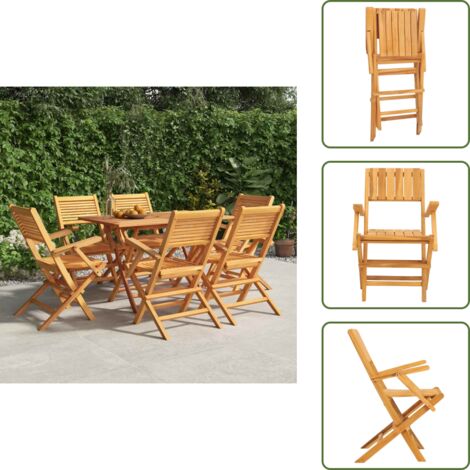 Chaises de jardin pliantes lot de 6 55x62x90cm bois massif teck ...