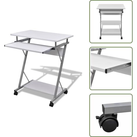 Bureau d'ordinateur compact avec plateau à clavier Blanc - Bureau ...
